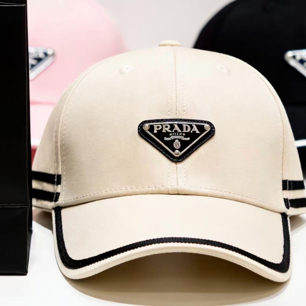 Prada Logo Striped Cotton Baseball Cap - Picture 4 of 4